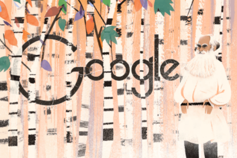 Per l’anniversario della nascita di Lev Tolstoj, Google ha realizzato un Doodle in suo onore (Screenshot da www.google.it)